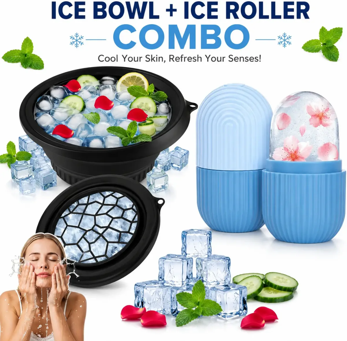 Facial Ice Bowl + Ice Roller Combo